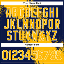 Load image into Gallery viewer, Custom Gold Navy-White 3D Pattern Design Abstract Brush Stroke Performance Polo Shirt