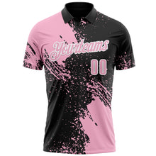 Load image into Gallery viewer, Custom Light Pink Black-White 3D Pattern Design Abstract Brush Stroke Performance Polo Shirt