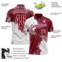 Load image into Gallery viewer, Custom White Crimson 3D Pattern Design Abstract Brush Stroke Performance Polo Shirt