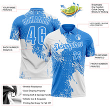 Load image into Gallery viewer, Custom White Powder Blue 3D Pattern Design Abstract Brush Stroke Performance Polo Shirt
