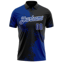 Load image into Gallery viewer, Custom Royal Black-White 3D Pattern Design Abstract Brush Stroke Performance Polo Shirt