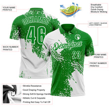 Load image into Gallery viewer, Custom White Grass Green 3D Pattern Design Abstract Brush Stroke Performance Polo Shirt