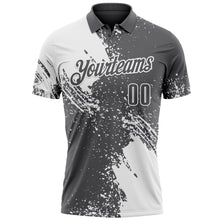 Load image into Gallery viewer, Custom White Steel Gray 3D Pattern Design Abstract Brush Stroke Performance Polo Shirt