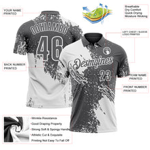 Load image into Gallery viewer, Custom White Steel Gray 3D Pattern Design Abstract Brush Stroke Performance Polo Shirt