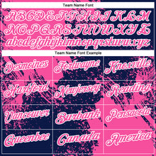 Load image into Gallery viewer, Custom Pink Navy-White 3D Pattern Design Abstract Brush Stroke Performance Polo Shirt