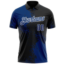 Load image into Gallery viewer, Custom US Navy Blue Black-White 3D Pattern Design Abstract Brush Stroke Performance Polo Shirt