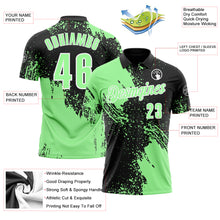 Load image into Gallery viewer, Custom Pea Green Black-White 3D Pattern Design Abstract Brush Stroke Performance Polo Shirt