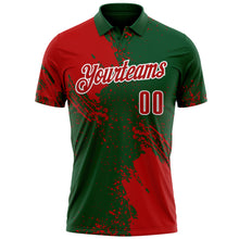 Load image into Gallery viewer, Custom Red Green-White 3D Pattern Design Abstract Brush Stroke Performance Polo Shirt