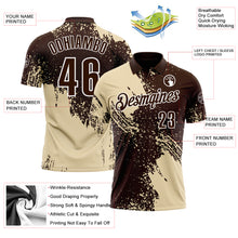 Load image into Gallery viewer, Custom Cream Brown-White 3D Pattern Design Abstract Brush Stroke Performance Polo Shirt