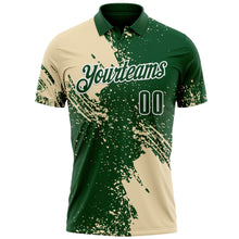 Load image into Gallery viewer, Custom Cream Green-White 3D Pattern Design Abstract Brush Stroke Performance Polo Shirt