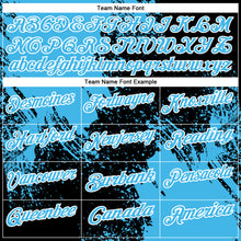 Load image into Gallery viewer, Custom Sky Blue Black-White 3D Pattern Design Abstract Brush Stroke Performance Polo Shirt