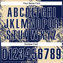 Load image into Gallery viewer, Custom Cream Navy-White 3D Pattern Design Abstract Brush Stroke Performance Polo Shirt