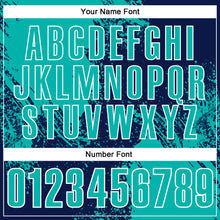 Load image into Gallery viewer, Custom Aqua Navy-White 3D Pattern Design Abstract Brush Stroke Performance Polo Shirt