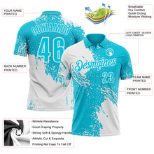 Load image into Gallery viewer, Custom White Lakes Blue 3D Pattern Design Abstract Brush Stroke Performance Polo Shirt