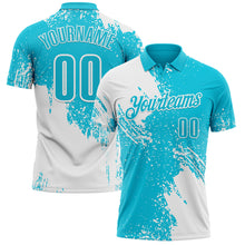 Load image into Gallery viewer, Custom White Lakes Blue 3D Pattern Design Abstract Brush Stroke Performance Polo Shirt