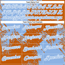 Load image into Gallery viewer, Custom Light Blue Texas Orange-White 3D Pattern Design Abstract Brush Stroke Performance Polo Shirt