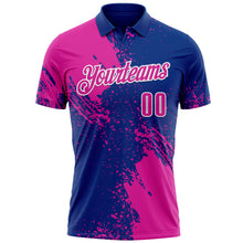 Load image into Gallery viewer, Custom Deep Pink Royal-White 3D Pattern Design Abstract Brush Stroke Performance Polo Shirt