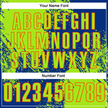 Load image into Gallery viewer, Custom Neon Green Royal-Orange 3D Pattern Design Abstract Brush Stroke Performance Polo Shirt