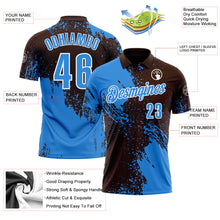 Load image into Gallery viewer, Custom Powder Blue Brown-White 3D Pattern Design Abstract Brush Stroke Performance Polo Shirt