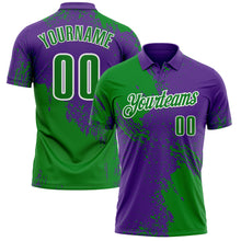 Load image into Gallery viewer, Custom Grass Green Purple-White 3D Pattern Design Abstract Brush Stroke Performance Polo Shirt