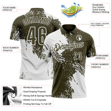 Load image into Gallery viewer, Custom White Olive 3D Pattern Design Abstract Brush Stroke Performance Polo Shirt