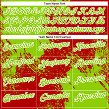 Load image into Gallery viewer, Custom Neon Green Red-White 3D Pattern Design Abstract Brush Stroke Performance Polo Shirt