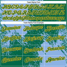 Load image into Gallery viewer, Custom Light Blue Kelly Green-Gold 3D Pattern Design Abstract Brush Stroke Performance Polo Shirt