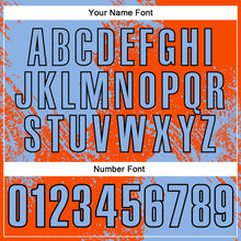 Load image into Gallery viewer, Custom Light Blue Orange-Black 3D Pattern Design Abstract Brush Stroke Performance Polo Shirt