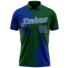 Load image into Gallery viewer, Custom Royal Green-White 3D Pattern Design Abstract Brush Stroke Performance Polo Shirt