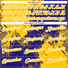 Load image into Gallery viewer, Custom Yellow Dark Purple-White 3D Pattern Design Abstract Brush Stroke Performance Polo Shirt