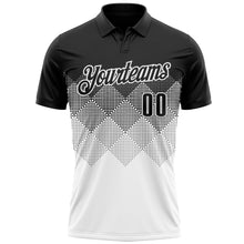 Load image into Gallery viewer, Custom Black White 3D Gradient Square Shape Performance Polo Shirt