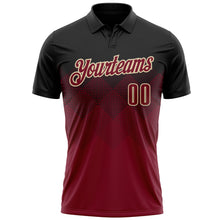 Load image into Gallery viewer, Custom Black Crimson-Cream 3D Gradient Square Shape Performance Polo Shirt