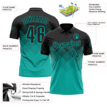 Load image into Gallery viewer, Custom Black Aqua 3D Gradient Square Shape Performance Polo Shirt