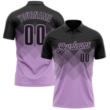 Load image into Gallery viewer, Custom Black Light Purple 3D Gradient Square Shape Performance Polo Shirt