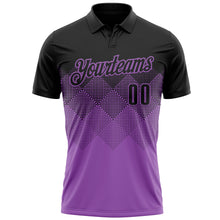 Load image into Gallery viewer, Custom Black Medium Purple 3D Gradient Square Shape Performance Polo Shirt
