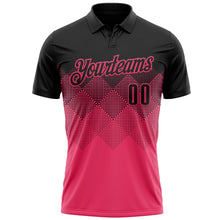 Load image into Gallery viewer, Custom Black Neon Pink 3D Gradient Square Shape Performance Polo Shirt