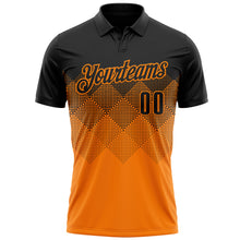 Load image into Gallery viewer, Custom Black Bay Orange 3D Gradient Square Shape Performance Polo Shirt