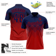 Load image into Gallery viewer, Custom Navy Red 3D Gradient Square Shape Performance Polo Shirt