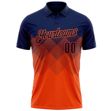 Load image into Gallery viewer, Custom Navy Orange 3D Gradient Square Shape Performance Polo Shirt