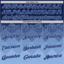 Load image into Gallery viewer, Custom Navy Light Blue 3D Gradient Square Shape Performance Polo Shirt