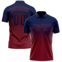 Load image into Gallery viewer, Custom Navy Crimson 3D Gradient Square Shape Performance Polo Shirt