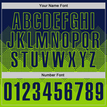 Load image into Gallery viewer, Custom Navy Neon Green 3D Gradient Square Shape Performance Polo Shirt