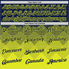 Load image into Gallery viewer, Custom Navy Neon Yellow 3D Gradient Square Shape Performance Polo Shirt