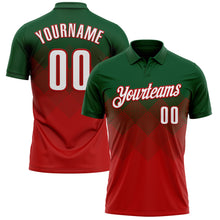 Load image into Gallery viewer, Custom Green White-Red 3D Gradient Square Shape Performance Polo Shirt