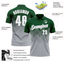 Load image into Gallery viewer, Custom Green White-Gray 3D Gradient Square Shape Performance Polo Shirt