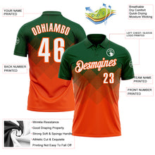 Load image into Gallery viewer, Custom Green White-Orange 3D Gradient Square Shape Performance Polo Shirt