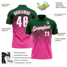 Load image into Gallery viewer, Custom Green White-Pink 3D Gradient Square Shape Performance Polo Shirt