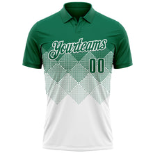 Load image into Gallery viewer, Custom Kelly Green White 3D Gradient Square Shape Performance Polo Shirt