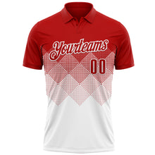 Load image into Gallery viewer, Custom Red White 3D Gradient Square Shape Performance Polo Shirt