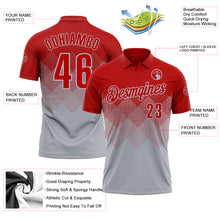 Load image into Gallery viewer, Custom Red Gray 3D Gradient Square Shape Performance Polo Shirt